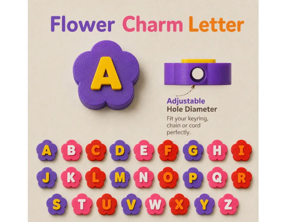 Llavero: Paracord Flower Letter Charm – Keychain Chunky. Referencia del modelo original.