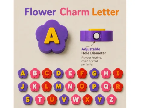 Llavero: Paracord Flower Letter Charm – Keychain Chunky — referencia de MakerWorld