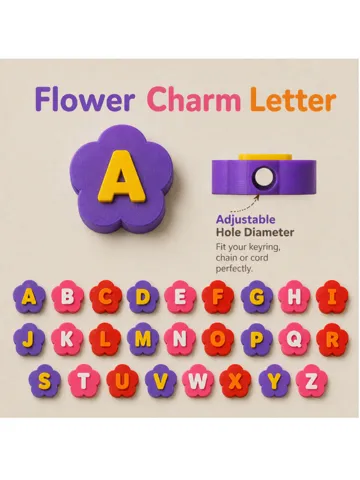 Llavero: Paracord Flower Letter Charm – Keychain Chunky — vista de referencia 2