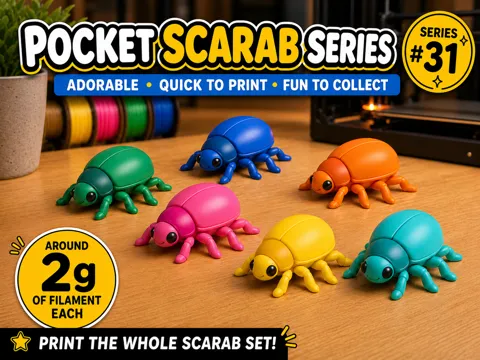 Objeto manipulable: Mini Scarab Fidget – Mini Animal Collection #31 — referencia de MakerWorld