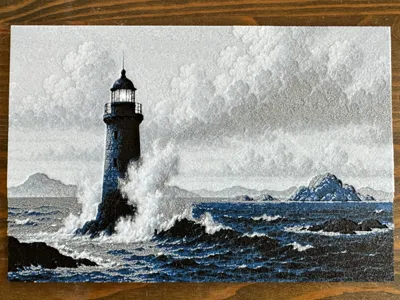 Lighthouse in the Storm – 3D Landscape (HueForge)