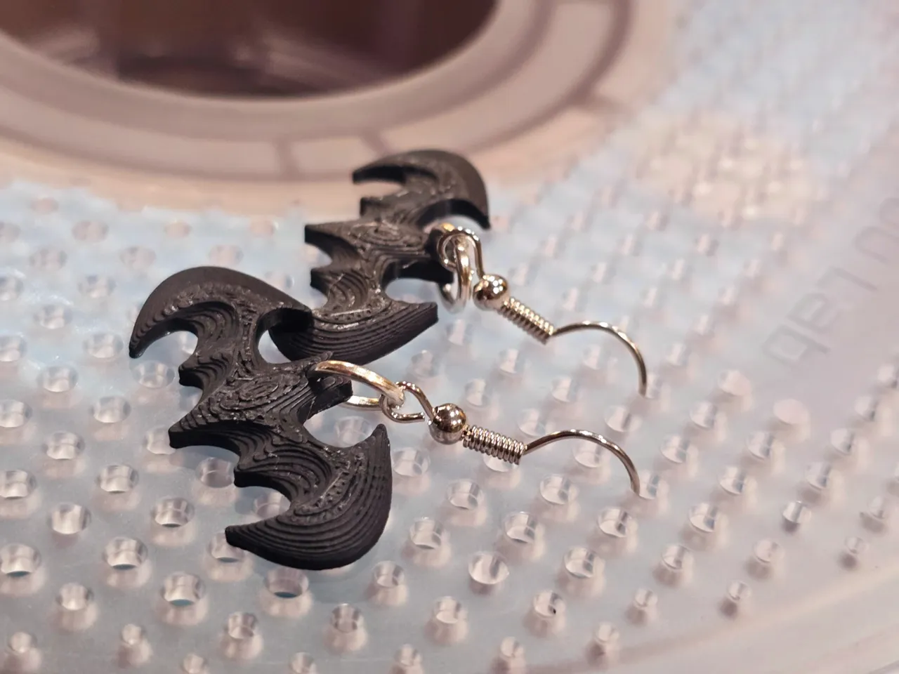 3D Batman earrings view 2