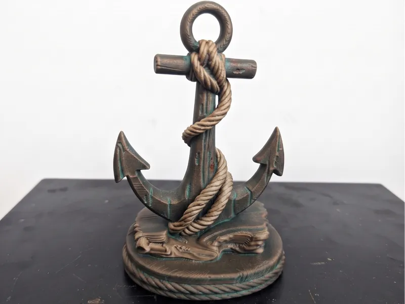 Wooden Nautical Anchor and Rustic Rope, Desk Decor