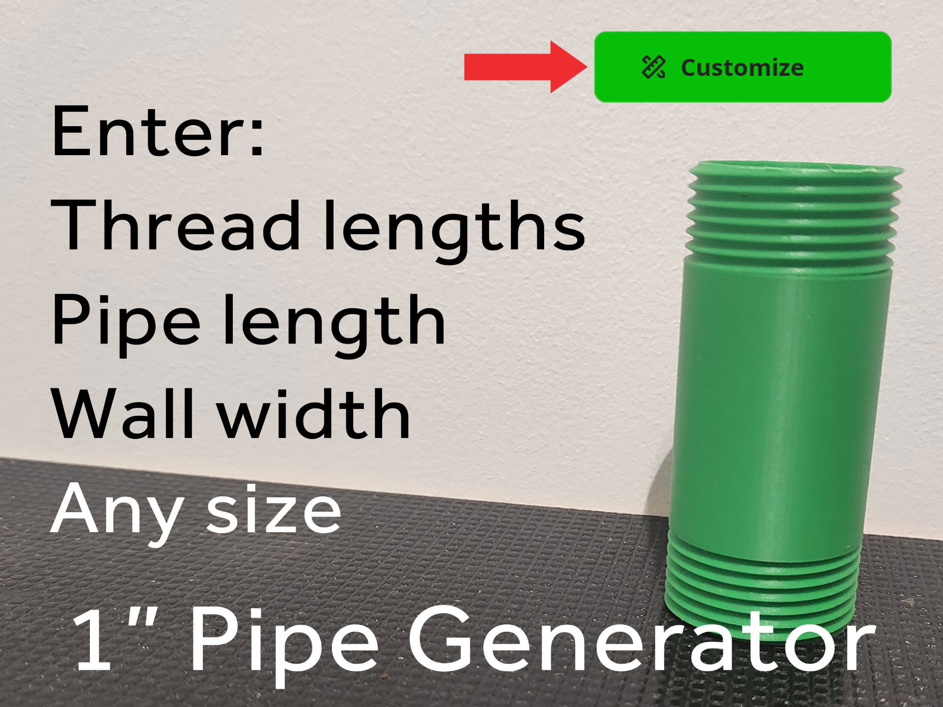 1" Pipe Generator - BSP Thread - Customizable