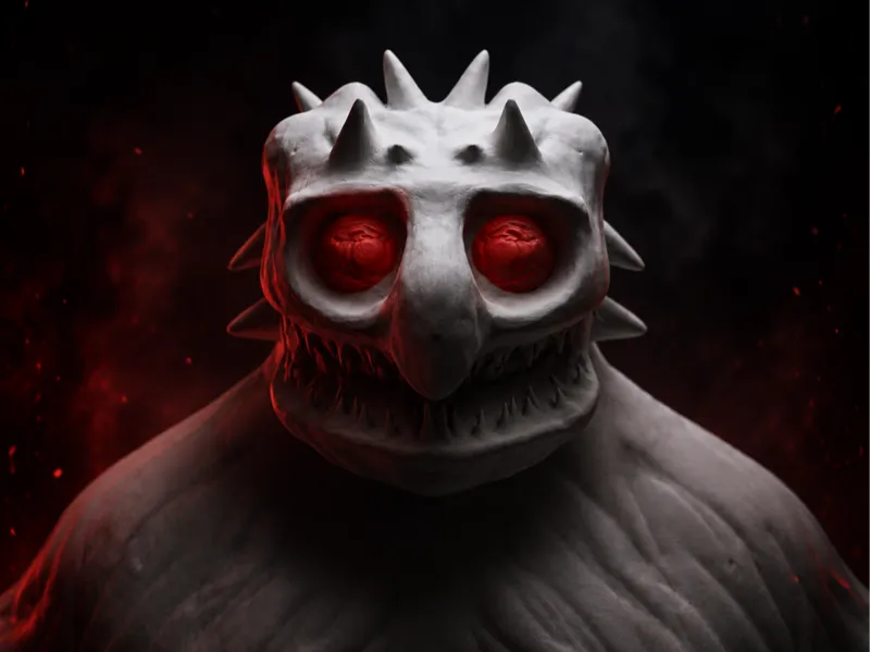 White monster figurine - Halloween Diorama model