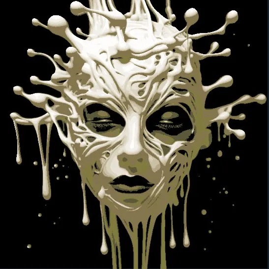 trippy abstract art face HUEFORGE 4 color print