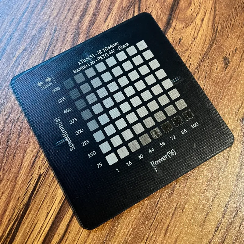 xTool Material Test Array Coupon