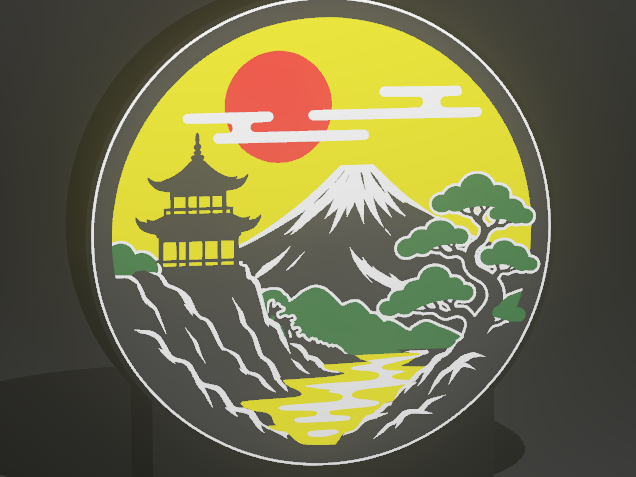 Japanese Light Box - Mount Fuji & Pagoda