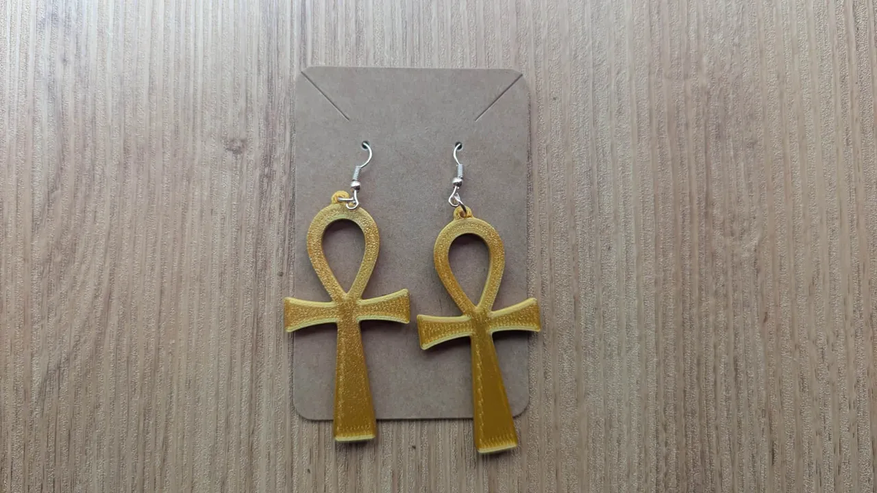 Golden Ankh Sunset Earrings view 4