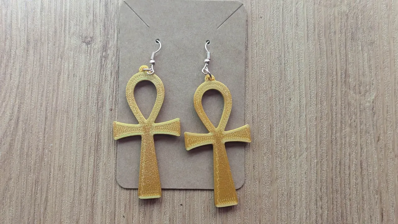 Golden Ankh Sunset Earrings view 3