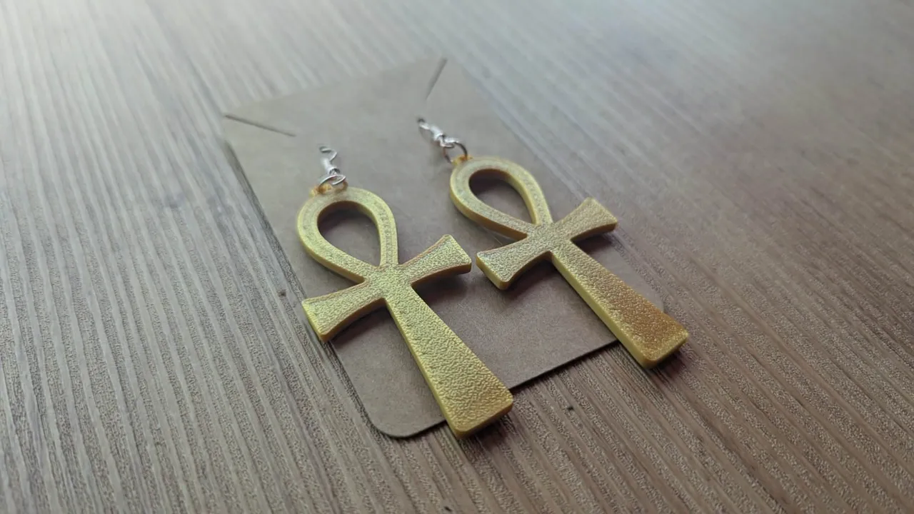 Golden Ankh Sunset Earrings view 2
