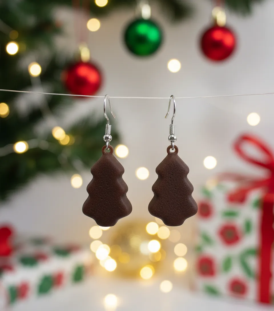 Chocolate Christmas Tree Earrings - Reese view 2