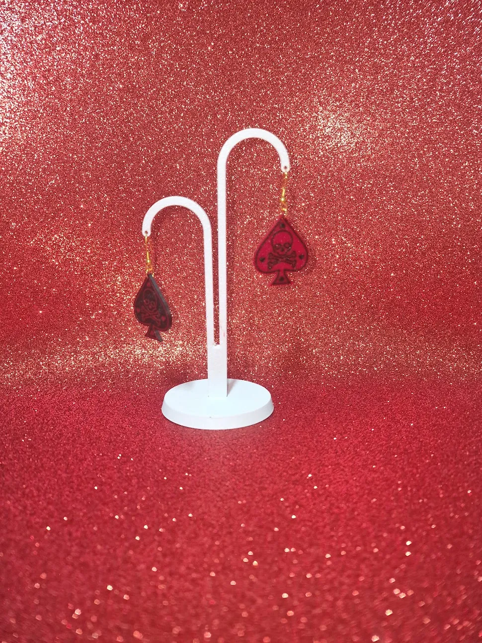 Ace of spades skull earrings view 3