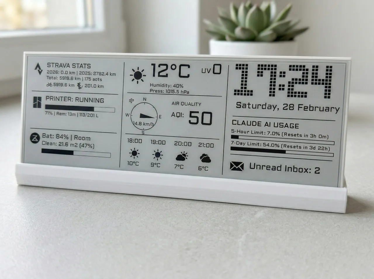EPaper Dashboard Waveshare 10.85'' view 2