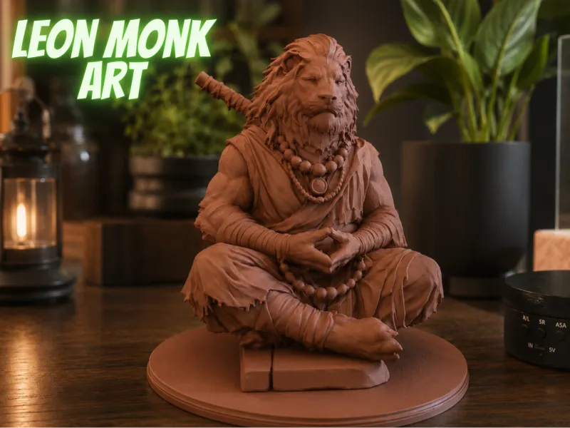 Lion Monk – Statua Fantasy Meditativa 3D