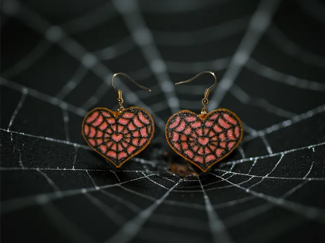 Spiderweb heart earrings