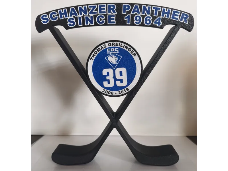 ERC Ingolstadt Eishockey Puck mit Ständer