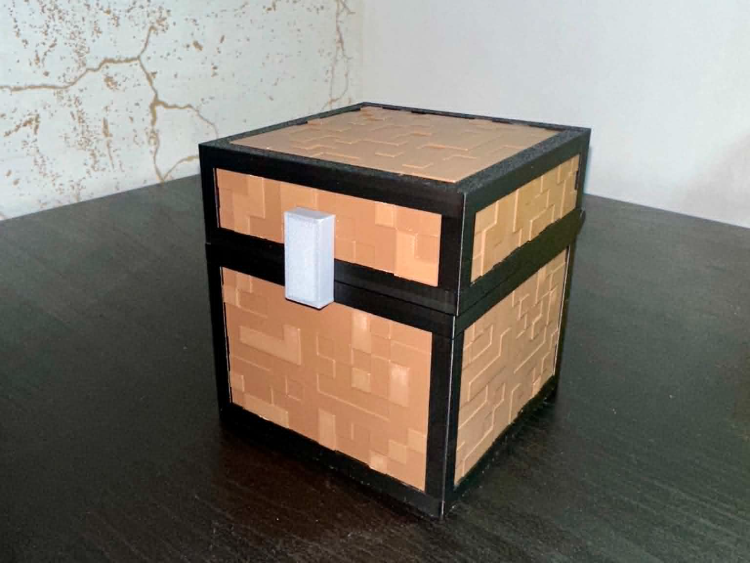 Minecraft Chest (Print-in-Place Hinge, No AMS)