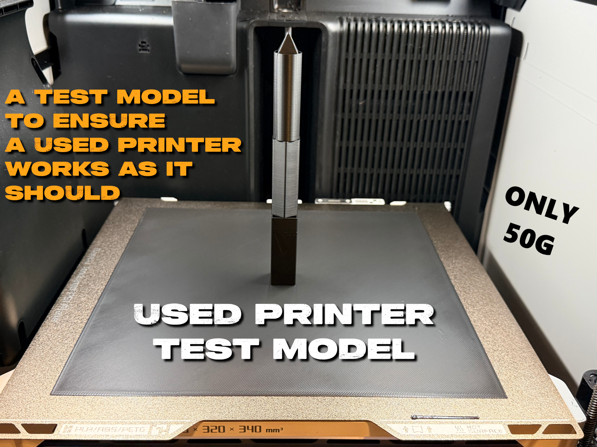 Printer test model when buying used printers 50g