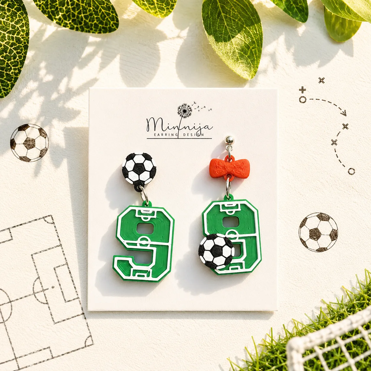 Goal Time Soccer Number Earrings view 3