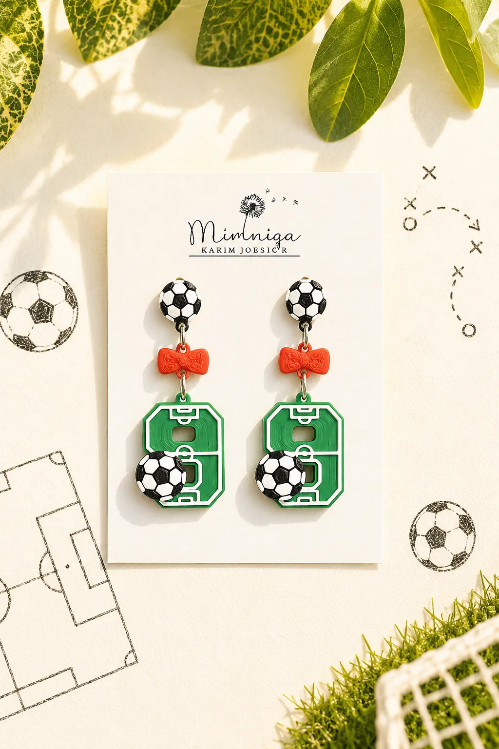 Goal Time Soccer Number Earrings view 4