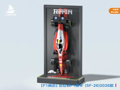 【F1 Merchandise】1:24 Scale Ferrari F1 Car Stereoscopic Photo Frame Car Model Display Frame Display Stand with Nameplate Back Panel Assembled Desktop Ornament