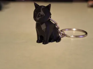 Cute Low Poly Cat Keychain
