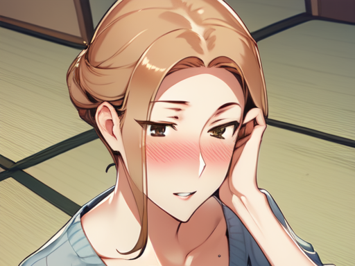 Sexy Anime Figur in blauen Top