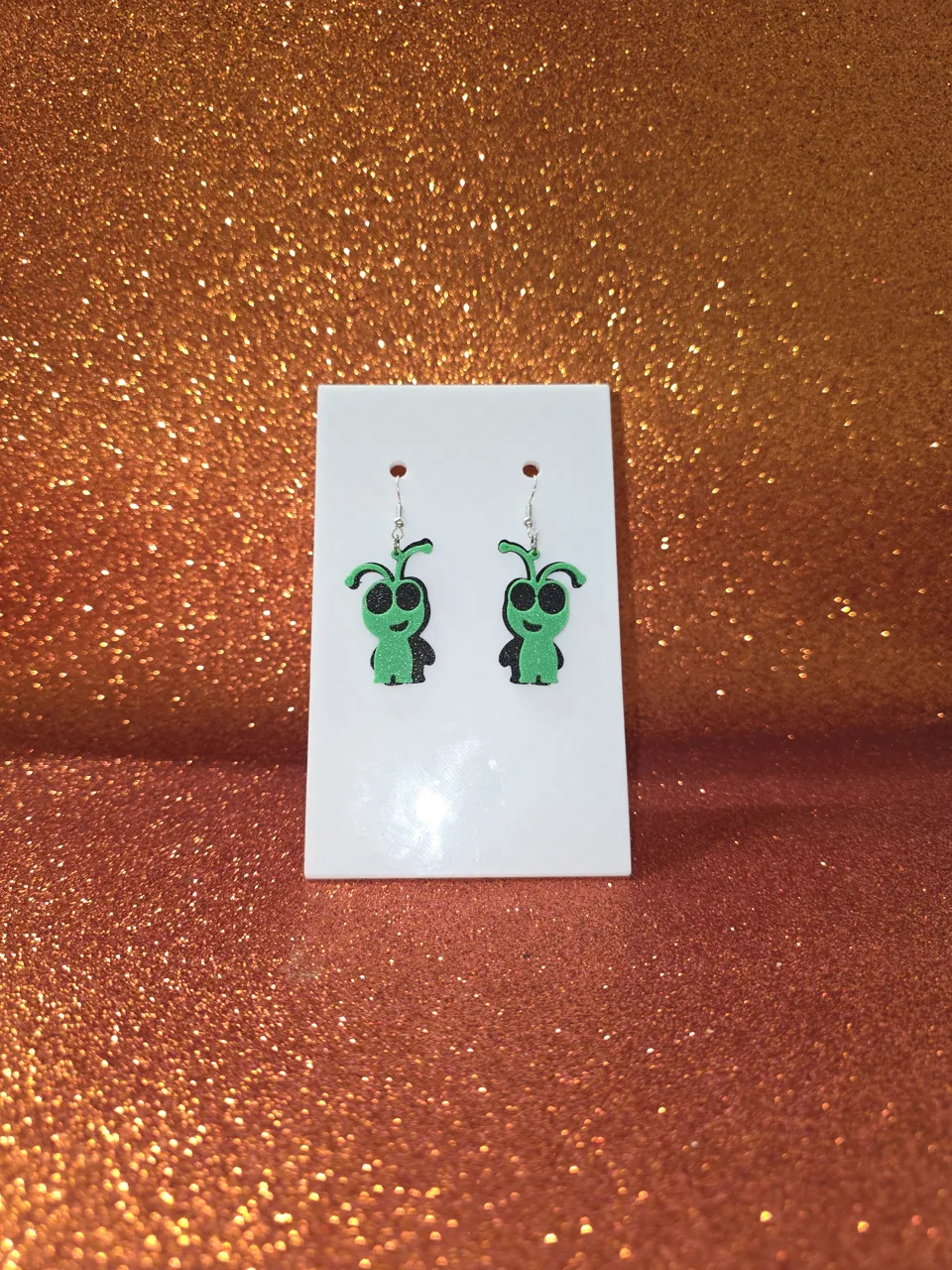 Funny alien earrings view 2
