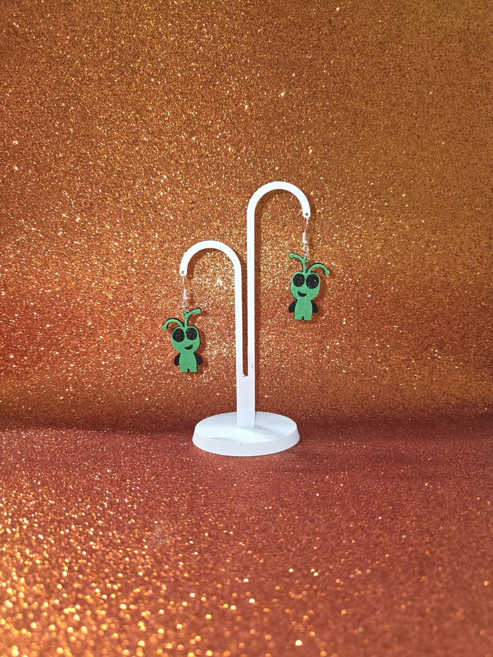 Funny alien earrings view 3
