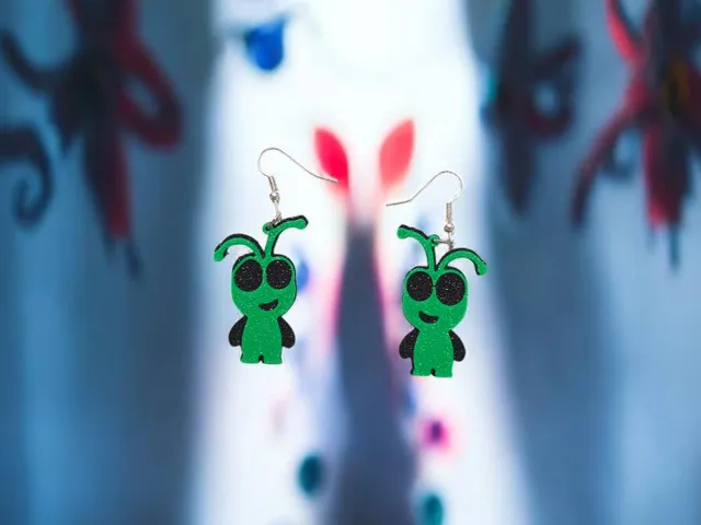 Funny alien earrings