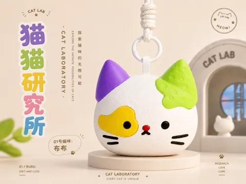 Modelo para impresión 3D: 猫猫研究所01号:BU布丨拼色补丁绒毛猫咪挂件 - 全分件 — referencia de MakerWorld