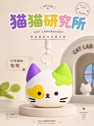 Modelo para impresión 3D: 猫猫研究所01号:BU布丨拼色补丁绒毛猫咪挂件 - 全分件 — vista de referencia 2