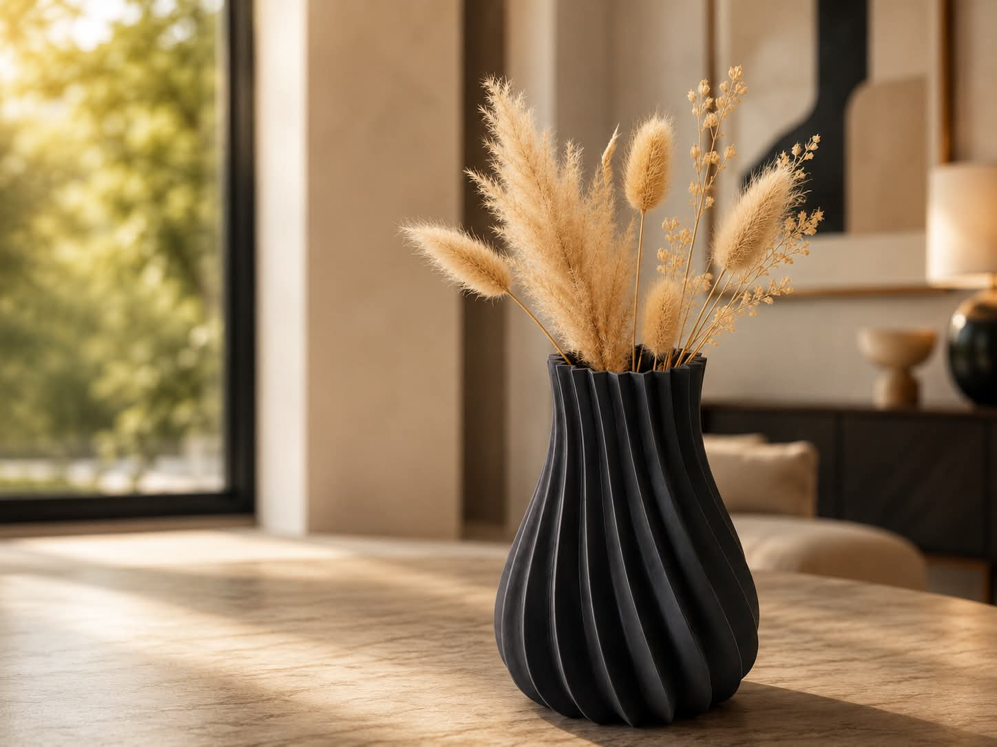Twisted Ribbed Vase – Modern Spiral Home Decor