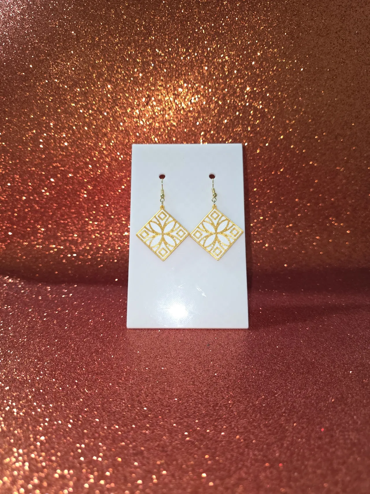 Flower in the rhombus earrings view 2