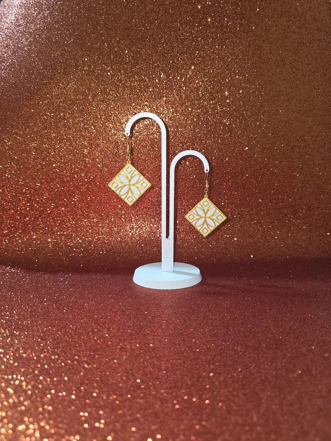Flower in the rhombus earrings view 3