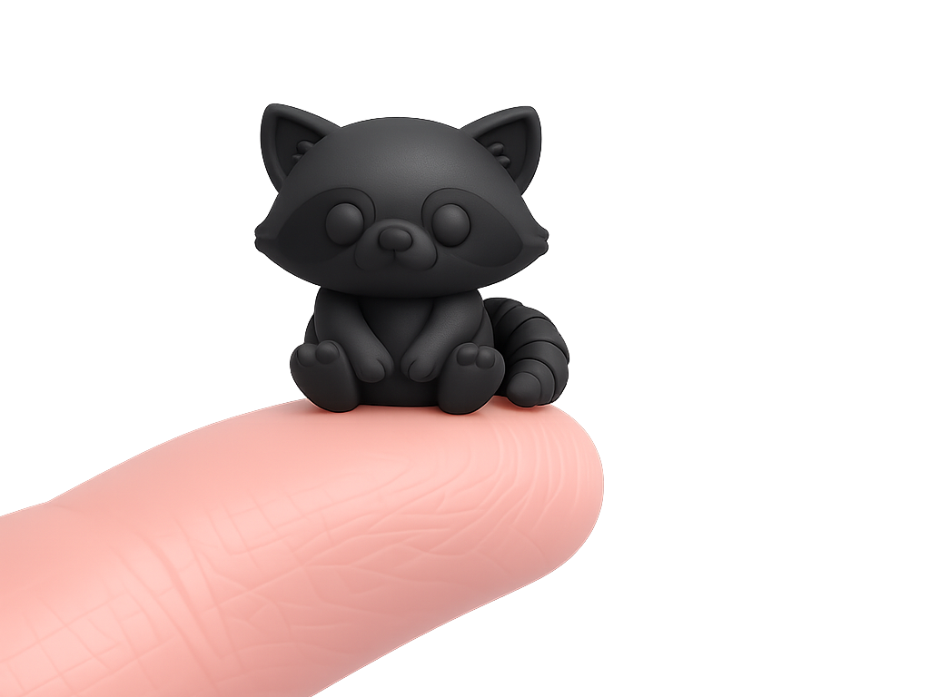 Chibi Raccoon 30mm – Cute Mini Animal