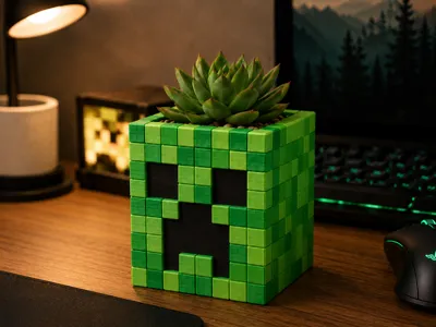Voxel Face Mini Planter / Desk Organizer