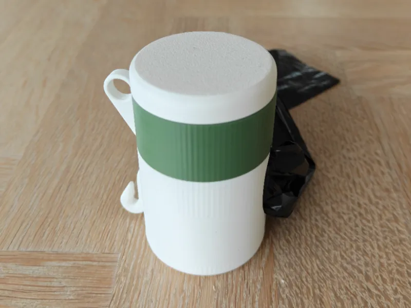 Dog bag container with bag holder