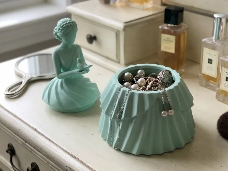 Ethereal Maiden & Bird Trinket Bowl With Lid