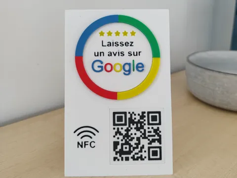 Letrero o emblema decorativo: Présentoir avis Google - NFC + QR interchangeable — referencia de MakerWorld