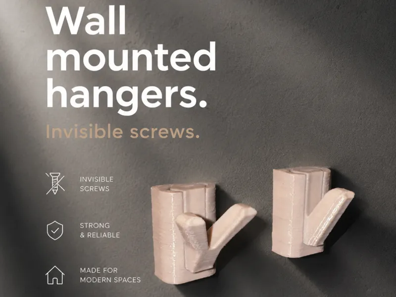 Wall hook with with invisible screws