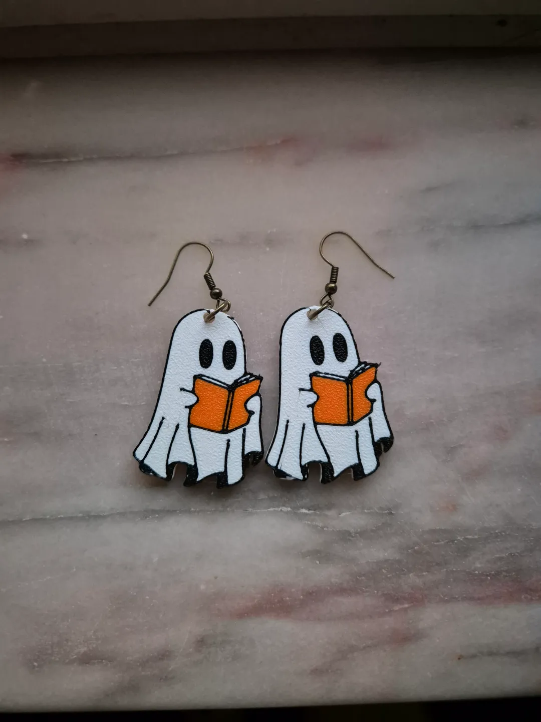 MultiColor Ghost Book Halloween Earrings view 2