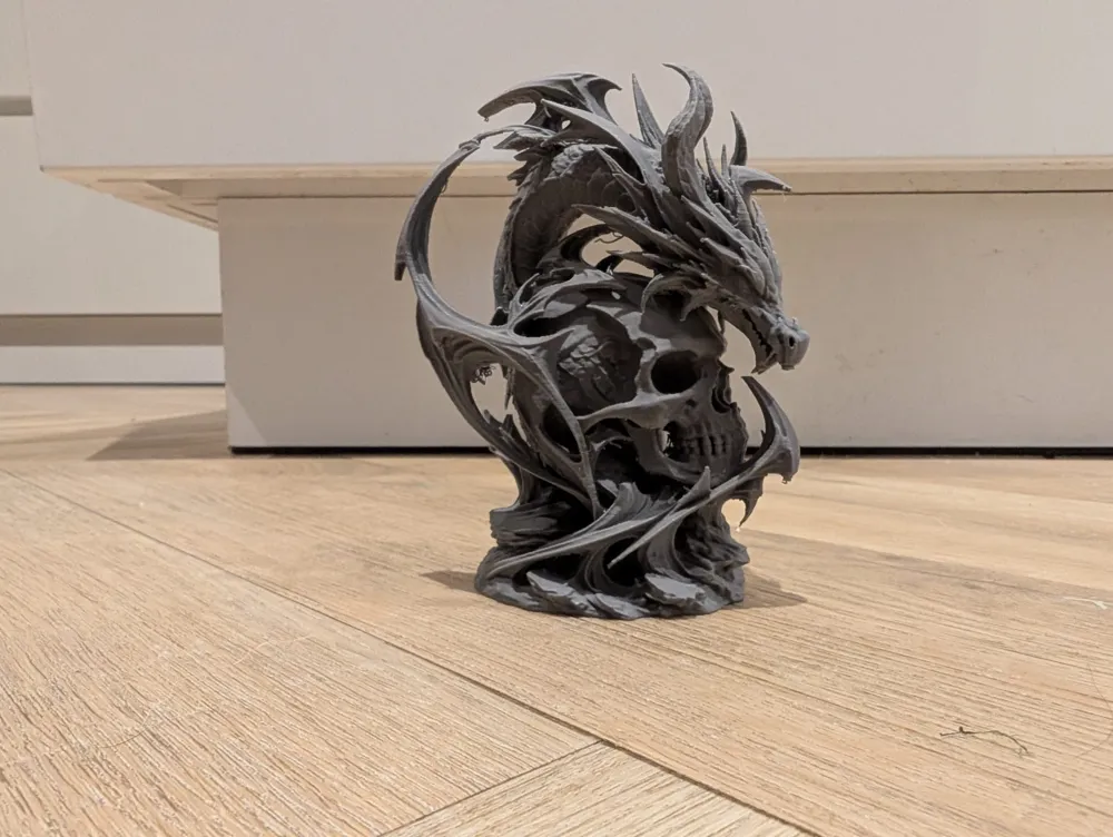 Dragon & Skull Fantasy Sculpture - Free 3D Print Model - MakerWorld