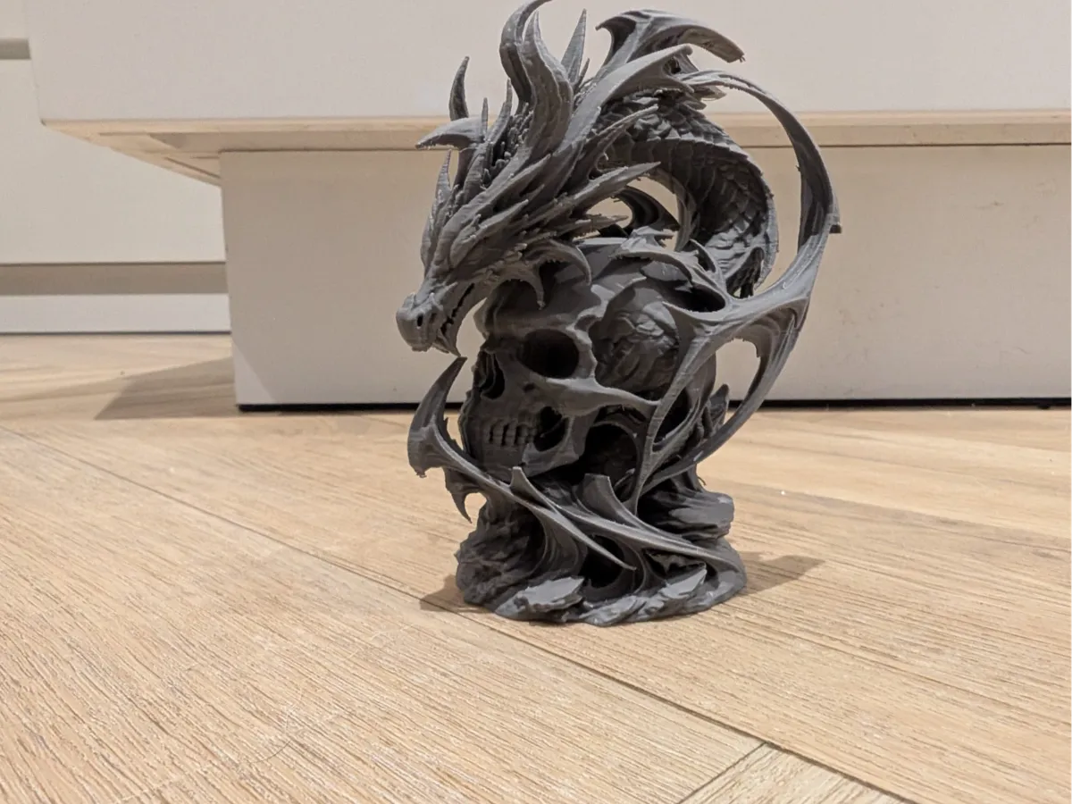 Dragon & Skull Fantasy Sculpture - Free 3D Print Model - MakerWorld