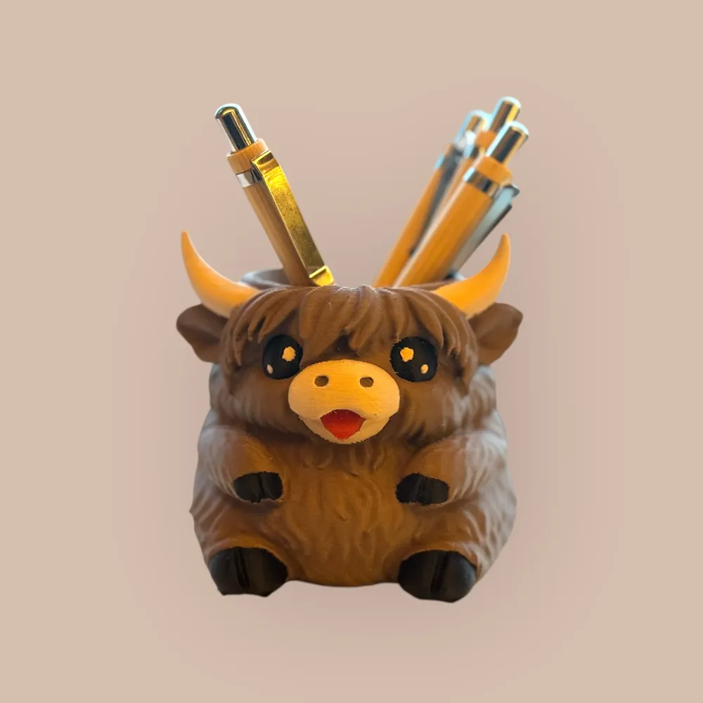 Highland Cow Pen or Toothbrush Holder - Free 3D Print Model - MakerWorld