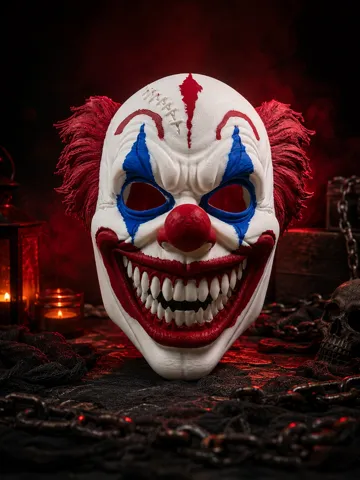 Pieza para disfraz o exhibición: Crazy Clown Halloween Mask Multicolor — vista de referencia 2