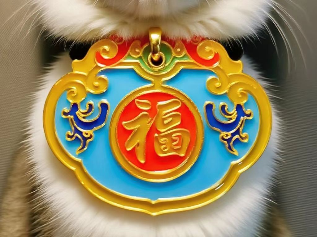 Cloisonné Longevity Lock for Pets 掐丝珐琅宠物长命锁