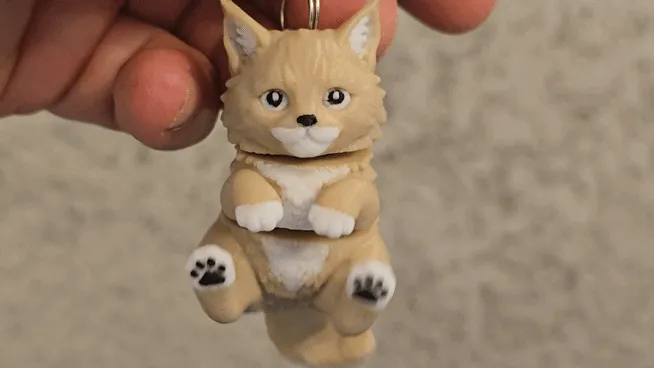 Maine Coon cat kitty flexi keychain view 2