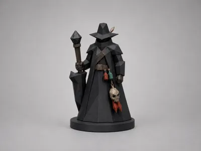 Dark Wizard Low Poly DnD Tabletop Miniature